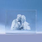 Personalised Golden Anniversary 3D Crystal Photo Engraved Gift
