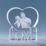 Regalo di cristallo personalizzato a forma di cuore per l'amore con foto 3D per la coppia