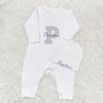 Personalisierte Neutral Baby Strampler Set mit Hut und Handschuhe Coming Home Outfit