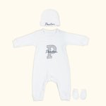 Personalisierte Neutral Baby Strampler Set mit Hut und Handschuhe Coming Home Outfit