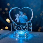 Regalo di cristallo personalizzato a forma di cuore per l'amore con foto 3D per la coppia