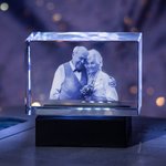 Personalised Golden Anniversary 3D Crystal Photo Engraved Gift