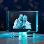 Personalised Golden Anniversary 3D Crystal Photo Engraved Gift