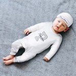 Personalisierte Neutral Baby Strampler Set mit Hut und Handschuhe Coming Home Outfit