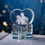 Regalo di cristallo personalizzato a forma di cuore per l'amore con foto 3D per la coppia