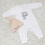 Personalisierte Neutral Baby Strampler Set mit Hut und Handschuhe Coming Home Outfit