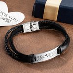 Bracelet en Cuir Tressé Personnalisé avec Noms Père et 1-6 Enfants à Motifs de Poings Cadeau Anniversaire Fête des Pères pour Papa Grand-Père