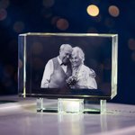 Personalised Golden Anniversary 3D Crystal Photo Engraved Gift