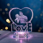 Regalo di cristallo personalizzato a forma di cuore per l'amore con foto 3D per la coppia