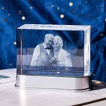 Personalised Golden Anniversary 3D Crystal Photo Engraved Gift