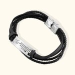 Personalisiertes schwarzes geflochtenes Lederarmband als Geschenk für den Vater