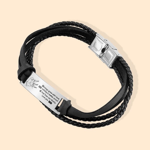 Black Braided Leather Father's Bracelet