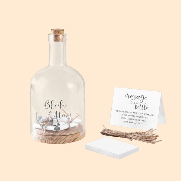 Livre d'Or de Mariage Message dans Bouteille Personnalisée avec Nom Décoration de Mariage Cadeau Saint Valentin pour Amoureux