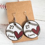 Orecchini personalizzati con nome e numero per il Baseball Softball