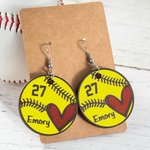 Orecchini personalizzati con nome e numero per il Baseball Softball