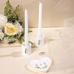 Personalized Wedding Unity Candle Set with Candle Holders and Plate
