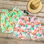 Personalized Face Photo Fruits Flamingo Palm Quick Dry Men's Swim Trunk Summer Vacation Essentials Father's Day Birthday Gift for Him