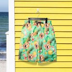 Personalized Face Photo Fruits Flamingo Palm Quick Dry Men's Swim Trunk Summer Vacation Essentials Father's Day Birthday Gift for Him