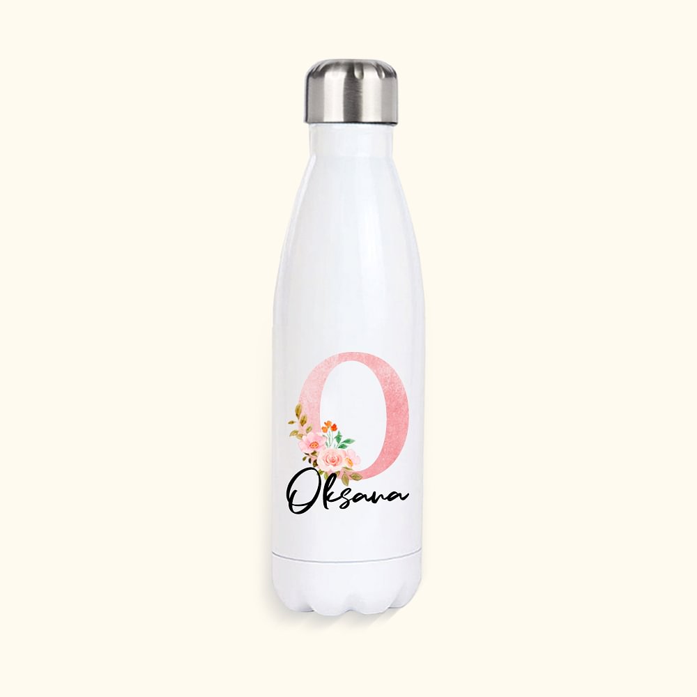 Bouteille florale en acier inoxydable personnalisée avec nom