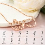 Personalized 2 Birth Flowers and 2 Names Infinity Necklace Gift for Her