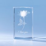Personalized 3D Rose Crystal GLASS Light Bases for Valentine's Day Gift