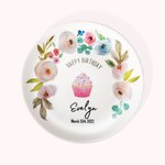 Personalized Ceramic Happy Birthday Party Floral Plate