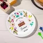 Personalized Ceramic Happy Birthday Party Floral Plate