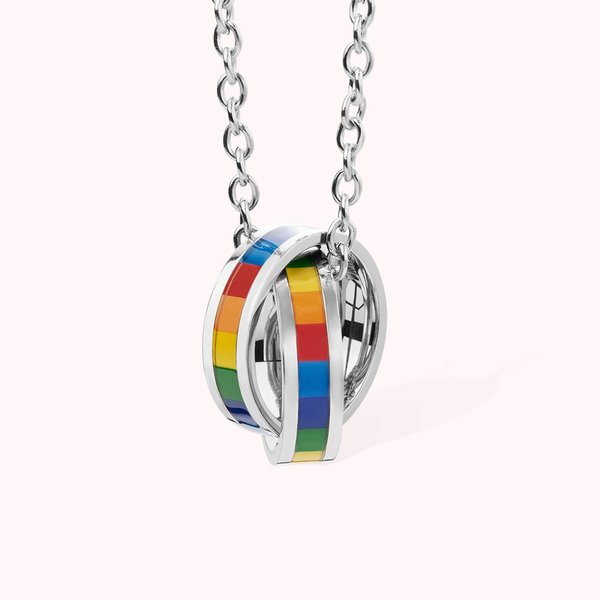 LGBT Pride Rainbow Double Rings Necklace
