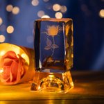 Personalized 3D Rose Crystal GLASS Light Bases for Valentine's Day Gift