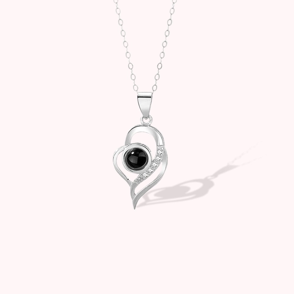 Collier Coeur Projection Personnalisée avec Photo Cadeau Anniversaire Fête pour Femme