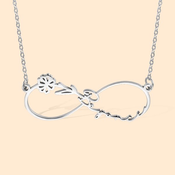 Birth Flower Name Infinity Necklace