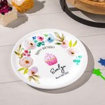 Personalized Ceramic Happy Birthday Party Floral Plate