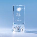 Personalized 3D Rose Crystal GLASS Light Bases for Valentine's Day Gift