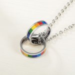 Personalized LGBT Pride Rainbow Double Rings Pendant Necklace