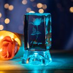 Personalized 3D Rose Crystal GLASS Light Bases for Valentine's Day Gift