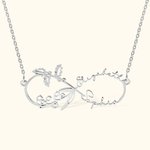 Personalized 2 Birth Flowers and 2 Names Infinity Necklace Gift for Her