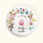 Personalized Ceramic Happy Birthday Party Floral Plate