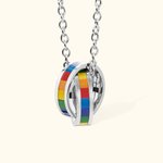 Personalised LGBT Pride Rainbow Double Rings Pendant Necklace
