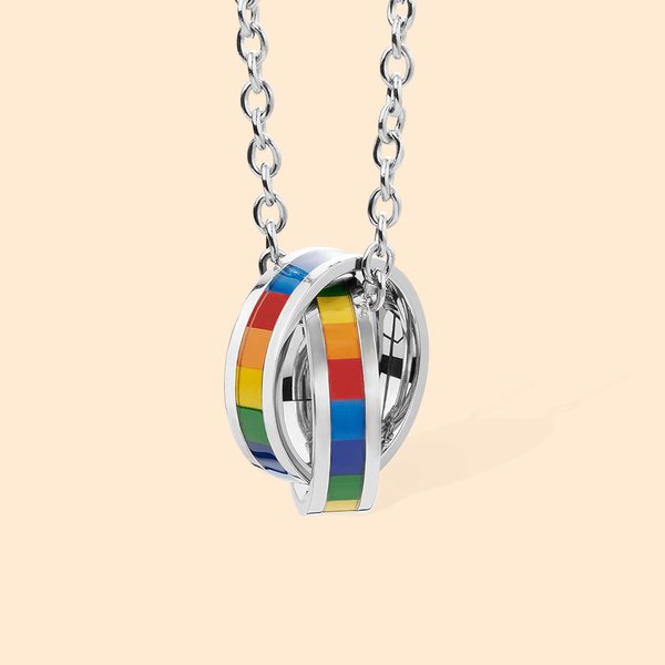 LGBT Pride Rainbow Double Rings Necklace