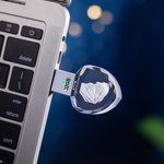 Personalized 3D Crystal Photo Rectangle Heart Laser Engraved USB Disk