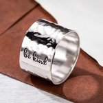 Personalised Handmade Adjustable Hammered Thumb Band Mirror Polished Ring