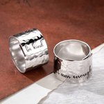Personalised Handmade Adjustable Hammered Thumb Band Mirror Polished Ring