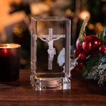 Personalized 3D Nativity Scene Photo Crystal Cube Keepsake Gift