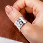 Personalised Handmade Adjustable Hammered Thumb Band Mirror Polished Ring