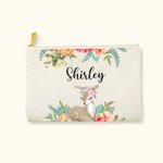 Personalised Fawn Canvas Pencil Bag with Name