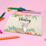Personalised Fawn Canvas Pencil Bag with Name