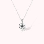 Collier Personnalisé avec Projection de Photo en Argent Je t'aime en 100 Langues Pendentif en Forme de Trèfle à Quatre Feuilles Cadeau pour Femme