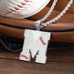 Personalised Engraved Baseball Initial Men's Necklace with Name for Birthday Gift for Sport Lovers