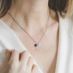 Personalised 100 Languages I love You Photo Projection Dog Paw with Initial Necklace