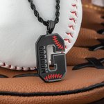 Personalised Engraved Baseball Initial Men's Necklace with Name for Birthday Gift for Sport Lovers